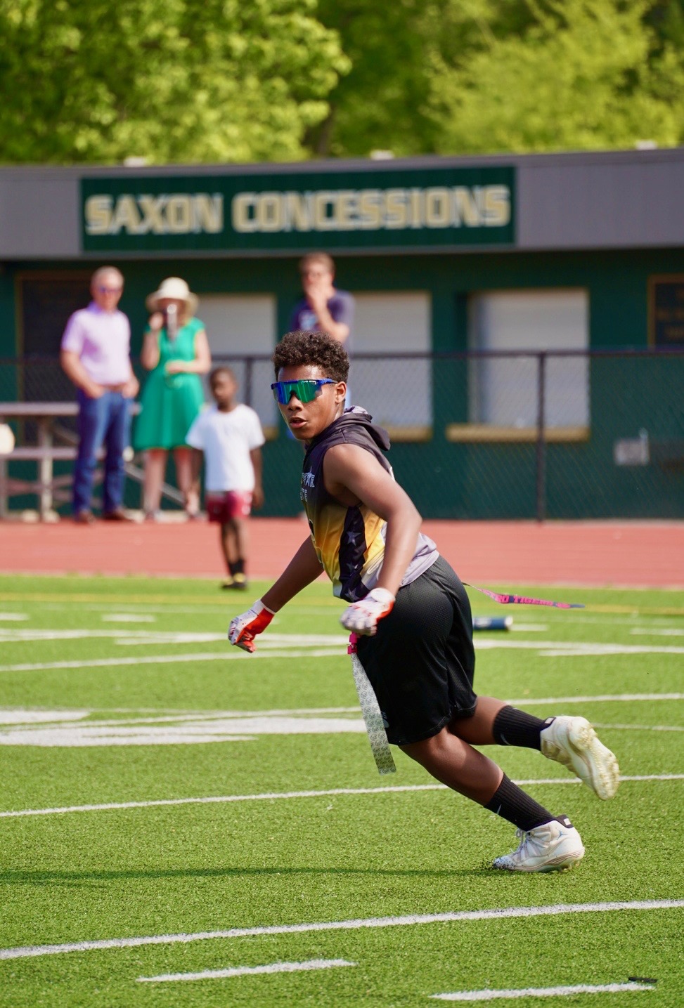 Alexander Jones-Cruz running during a flag football competition